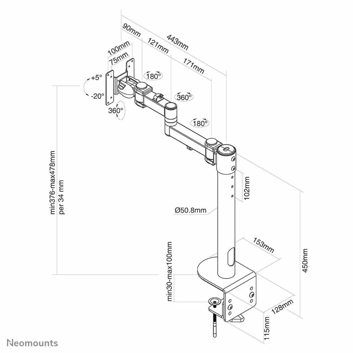 Support de table d'écran Neomounts FPMA-D960BLACKPLUS